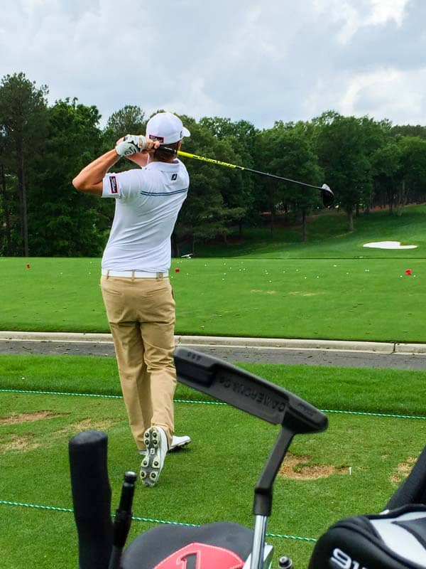 FPL player Matt Jones on the range at the Wells Fargo with his Newport 2 GSS in the foreground.