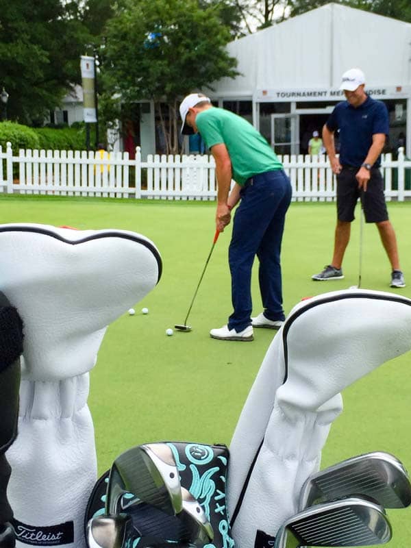 Titleist Brand Ambassador Cam Smith with a Futura X5 on the practice green in North Carolina.
