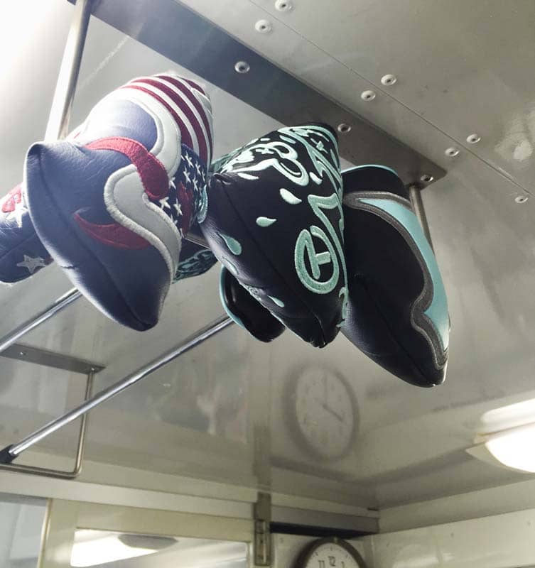 Custom Shop Junk Yard Dog headcover with a Limited Greatest Hits and Industrial Scotty Dog in our Titleist tour van.