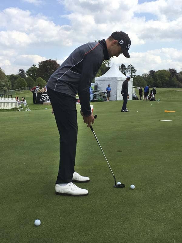 Titleist Brand Ambassador Max Kieffer on the practice green in Ireland.