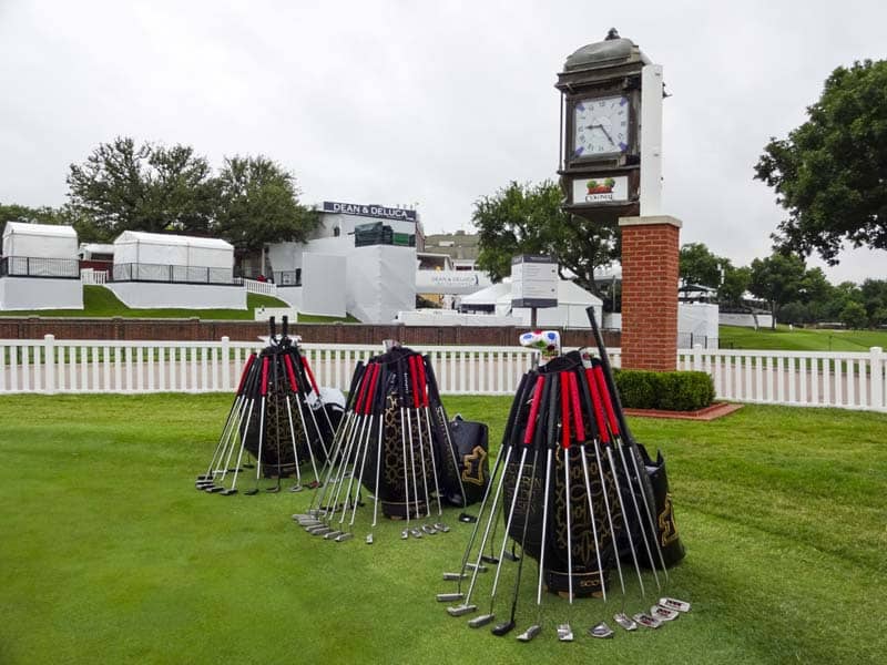 Our Scotty Cameron staff bags on the practice green at Colonial.