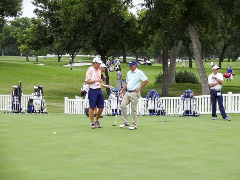 Jason Dufner on the practice green.