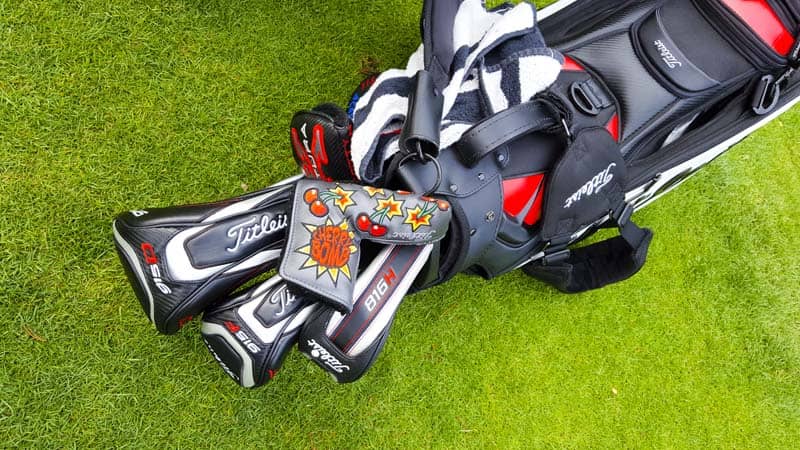 Custom Shop Cherry Bomb headcover on Tour.