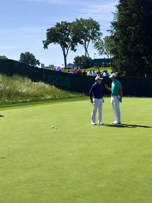 2015 U.S. Open Champion Jordan Spieth on the practice green.