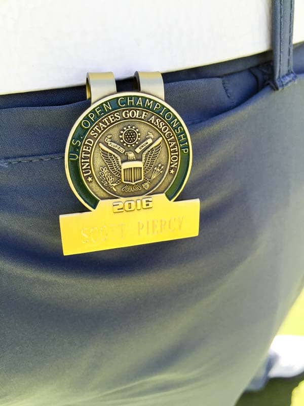 Scott Piercy's 2016 U.S. Open contestant badge.