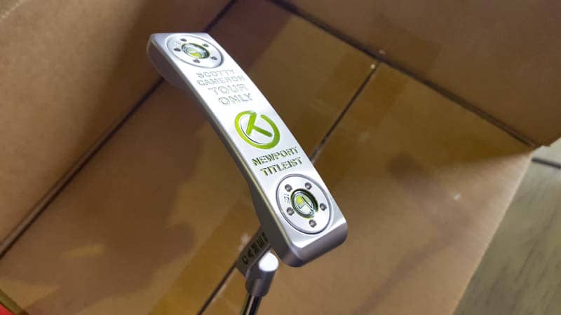 Translucent emerald green paintfill on this Tour Only putter.