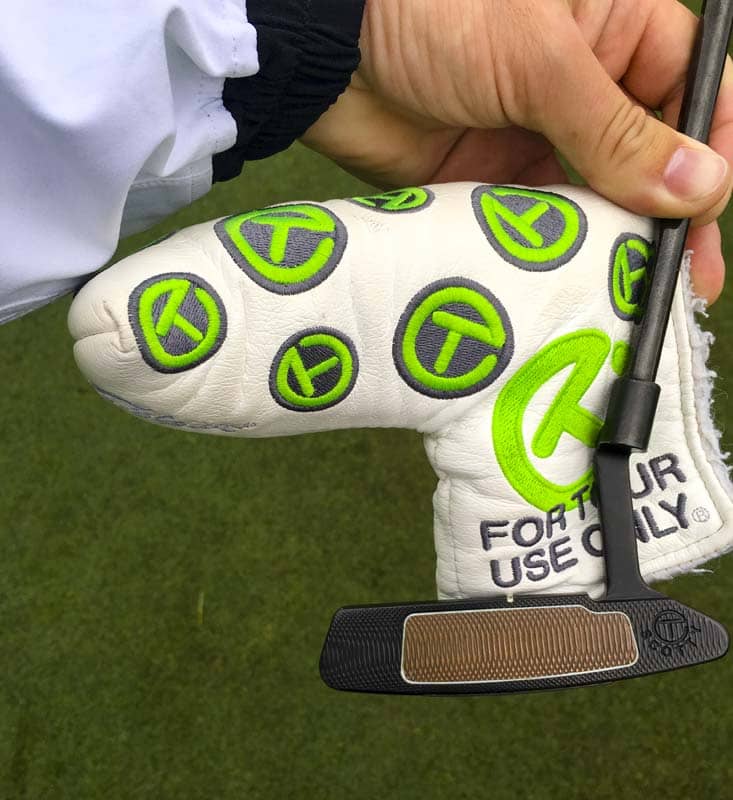 Deep milled Newport 2 Button Back with well-gamed Dancing Circle T headcover.