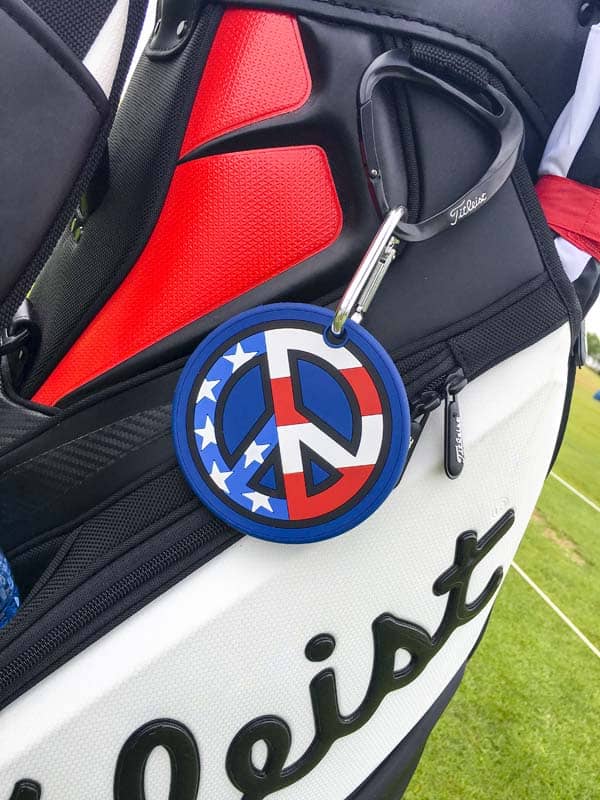 Peace sign bag tag.