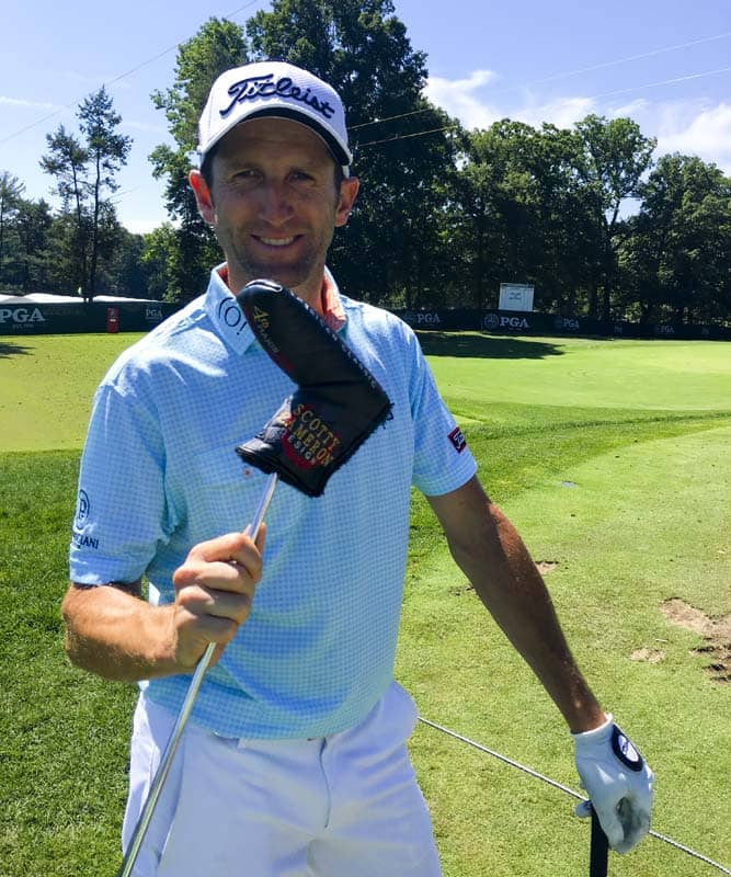 Titleist FPL player Gregory Bourdy with his new player-only headcover.