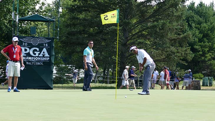 Titleist FPL player Thongchai Jaidee during a practice round this week at Baltusrol.