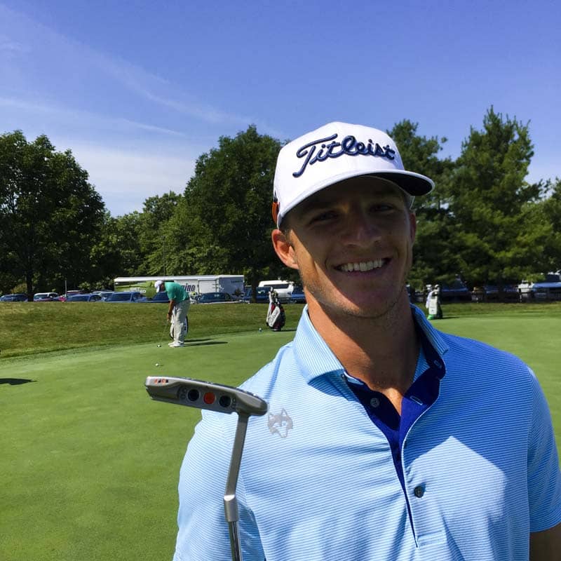 Titleist Brand Ambassador Morgan Hoffmann with his Concept 1 Mid-slang long neck prototype.