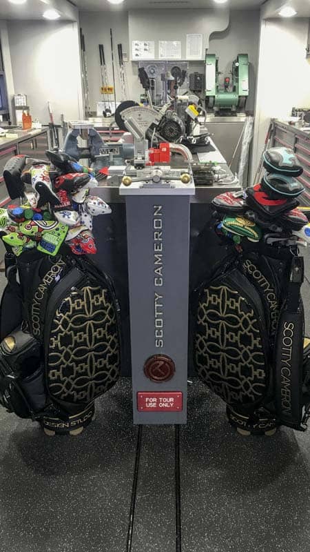 Our staff bags ready to go out on the practice green.