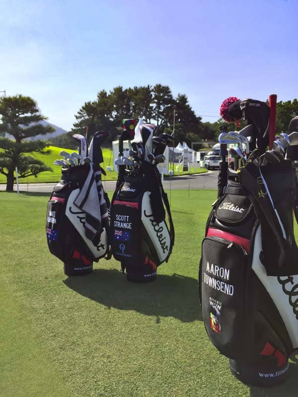 Titleist Brand Ambassador staff bags ready for the tournament in Japan.