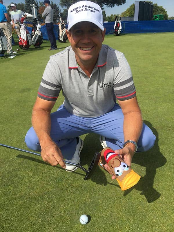 Titleist Brand Ambassador Erik Compton with his Puttator Girl headcover.