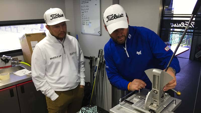 Our Tour rep, Henry, working with Titleist Brand Ambassador Zac Blair.