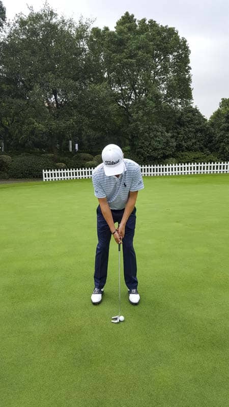 Last week's winner, Justin Thomas, with his Futura X5 Tour putter.