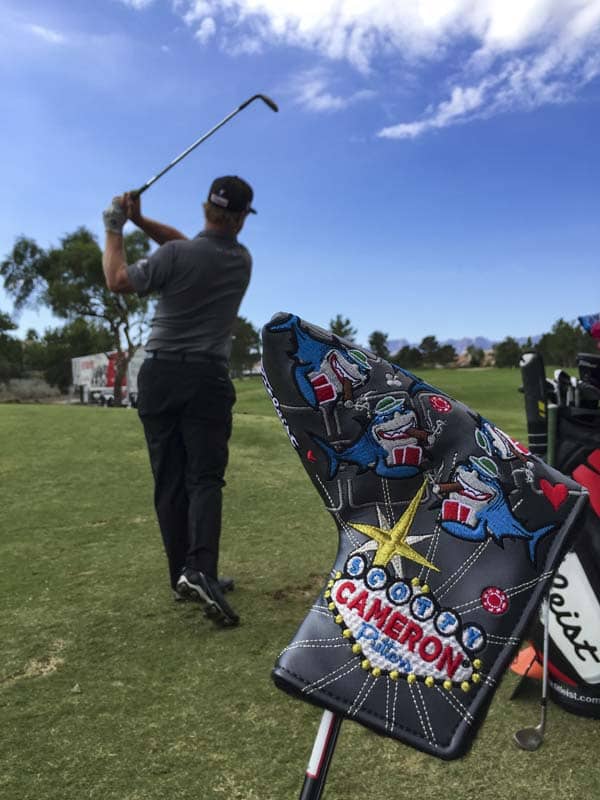 Charley Hoffman is ready with his Card Shark headcover.