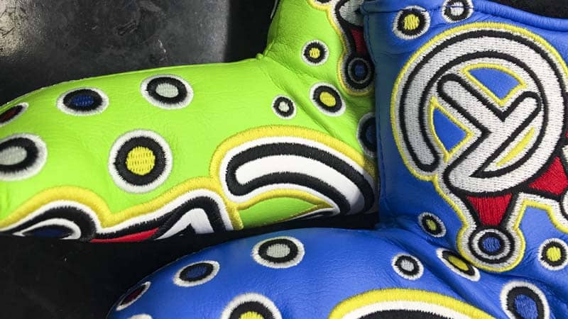 Vibrant headcovers colors equate to bold moves on the greens.