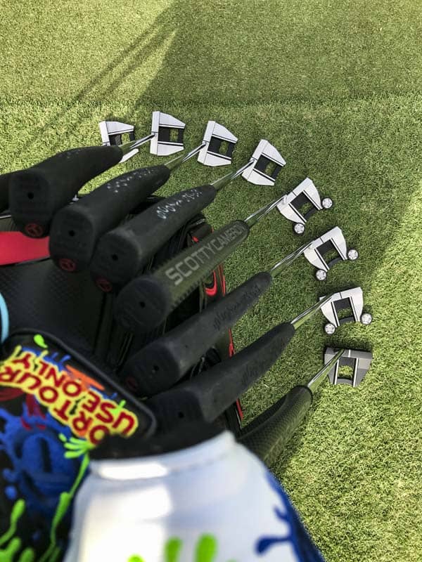 Our Scotty Cameron staff bag with Futura putters at the ready.