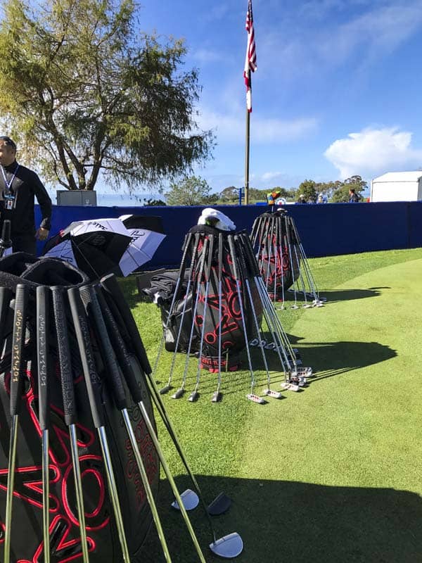 New Scotty Cameron Tour putters on display at the Farmers Insurance Open.
