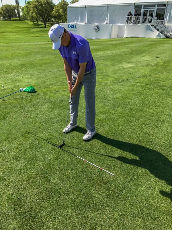 Jordan Spieth on the practice green.