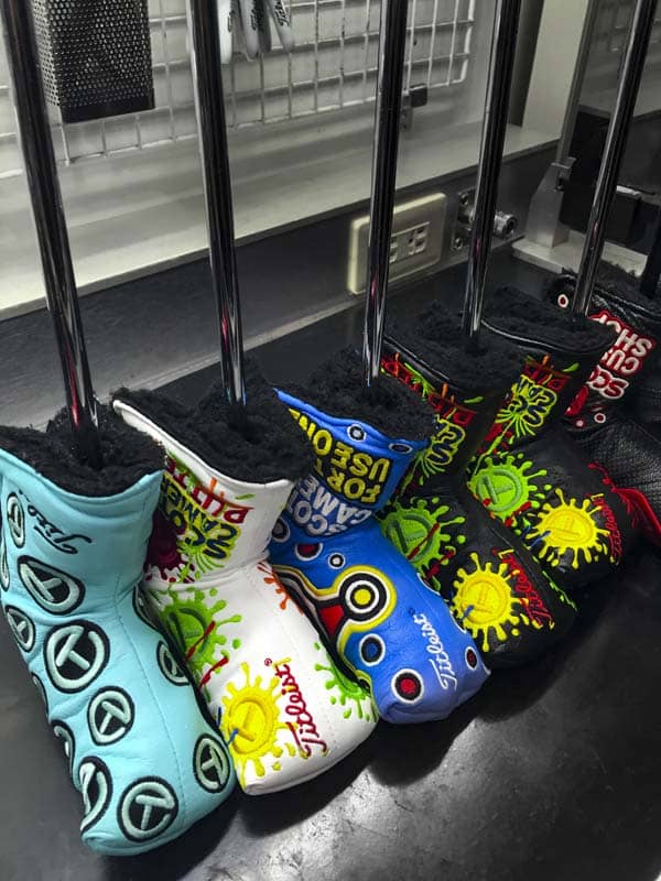 Most colorful headcovers on Tour, bar none.