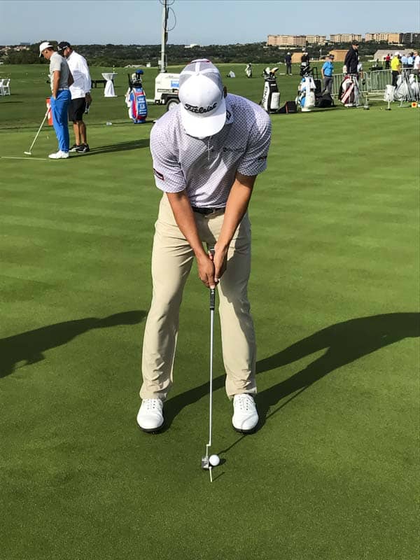 Titleist FPL player Dom Bozzelli working with his Newport 2 Tour putter.